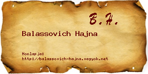 Balassovich Hajna névjegykártya